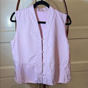 100% silk Cotton backed Textured Vest Top Minimalist Asian-Inspired Design L